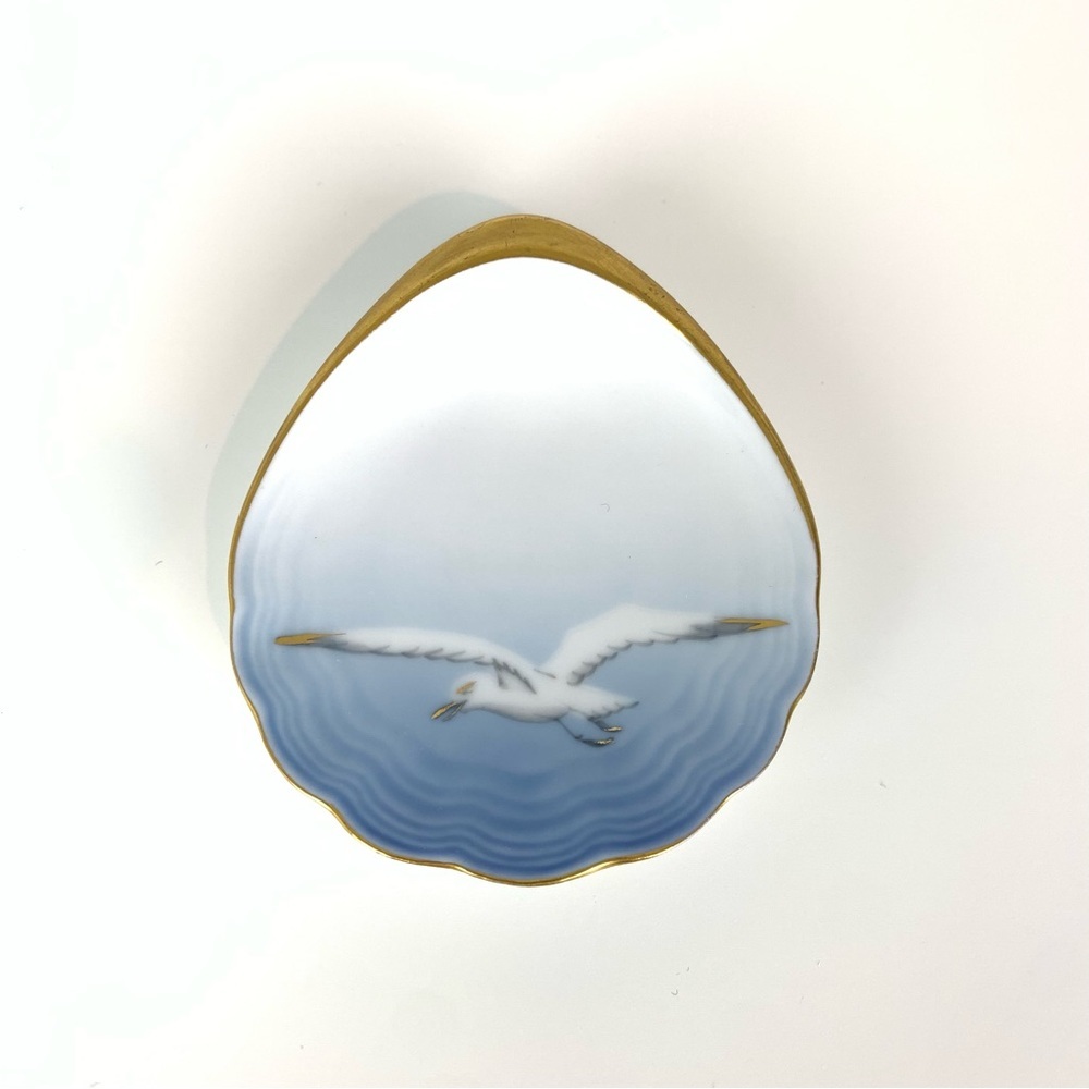 Bing & Grondahl Decorative Plate Butter Dish Seagull Blue Gold Vtg Denmark 200